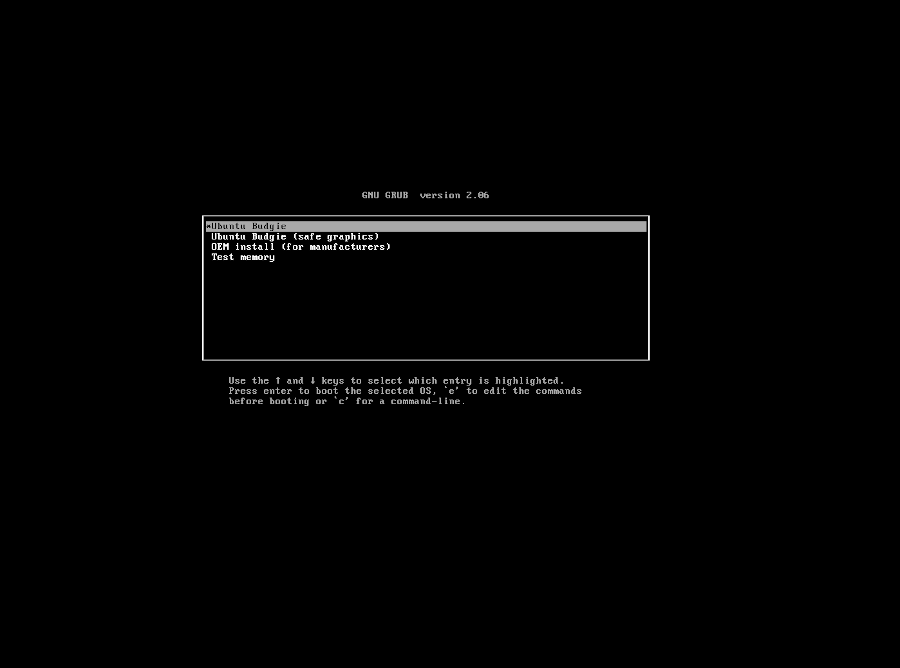 Ubuntu Budgie Grub Menu